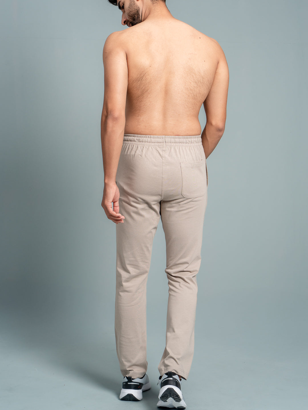 Men Combed Cotton Rich Regular Fit Track pant with Side Pockets Beige AGT6