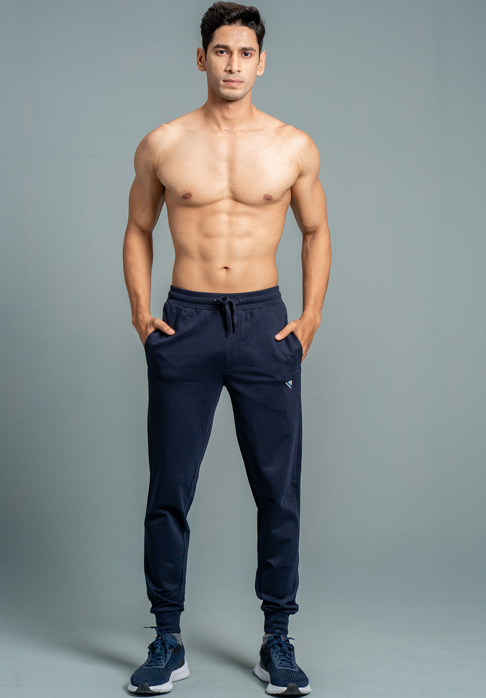 Men Combed Cotton Rich Jogger with Side Pockets Navy EJ4