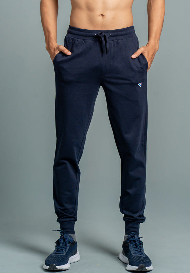 Men Combed Cotton Rich Jogger with Side Pockets Navy EJ4