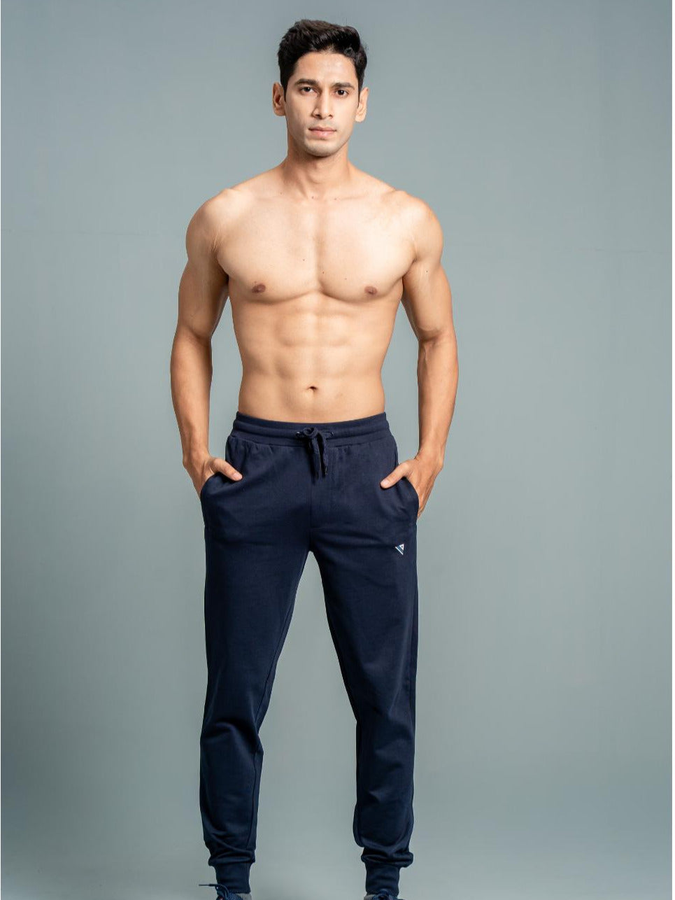Men Combed Cotton Rich Jogger with Side Pockets Navy EJ4