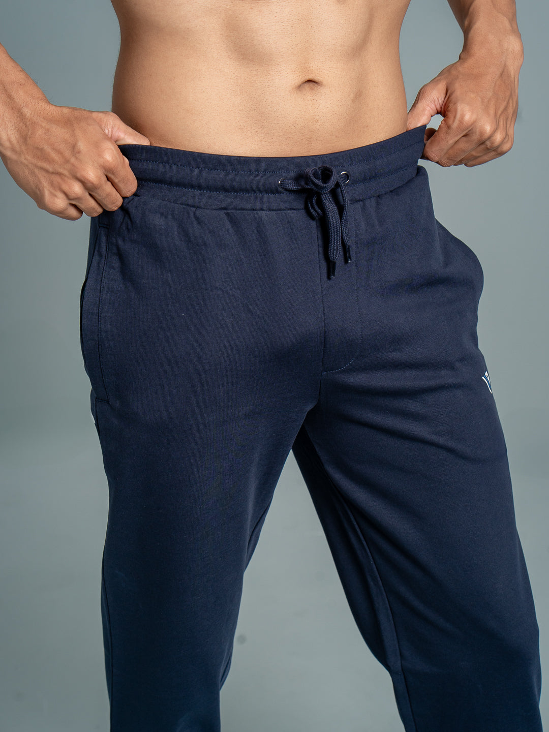 Men Combed Cotton Rich Jogger with Side Pockets Navy EJ4