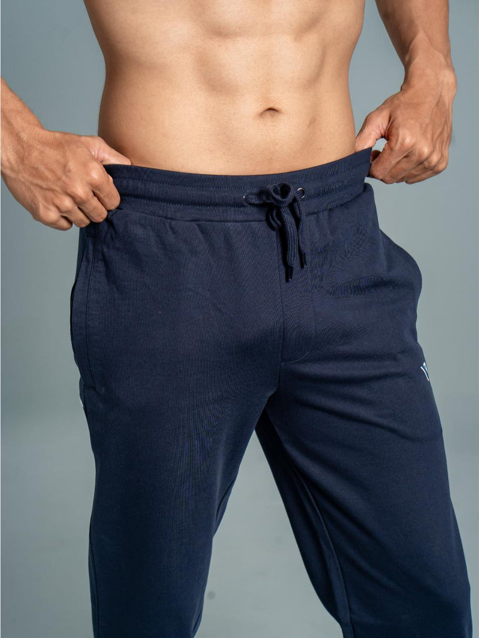 Men Combed Cotton Rich Jogger with Side Pockets Navy EJ4
