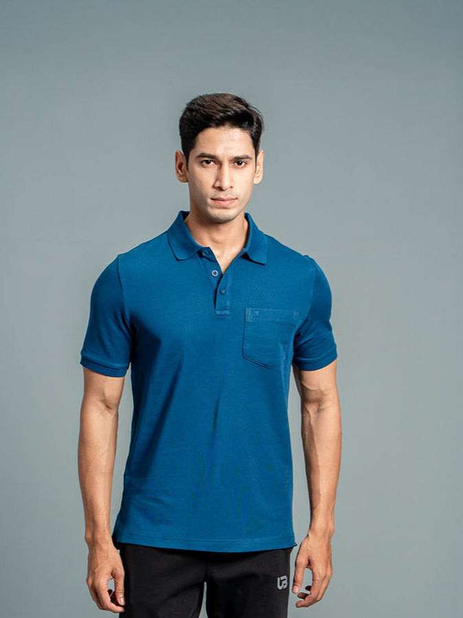 Men Cotton Rich Smart Fit Expert Polo T-Shirt Blue EPD17