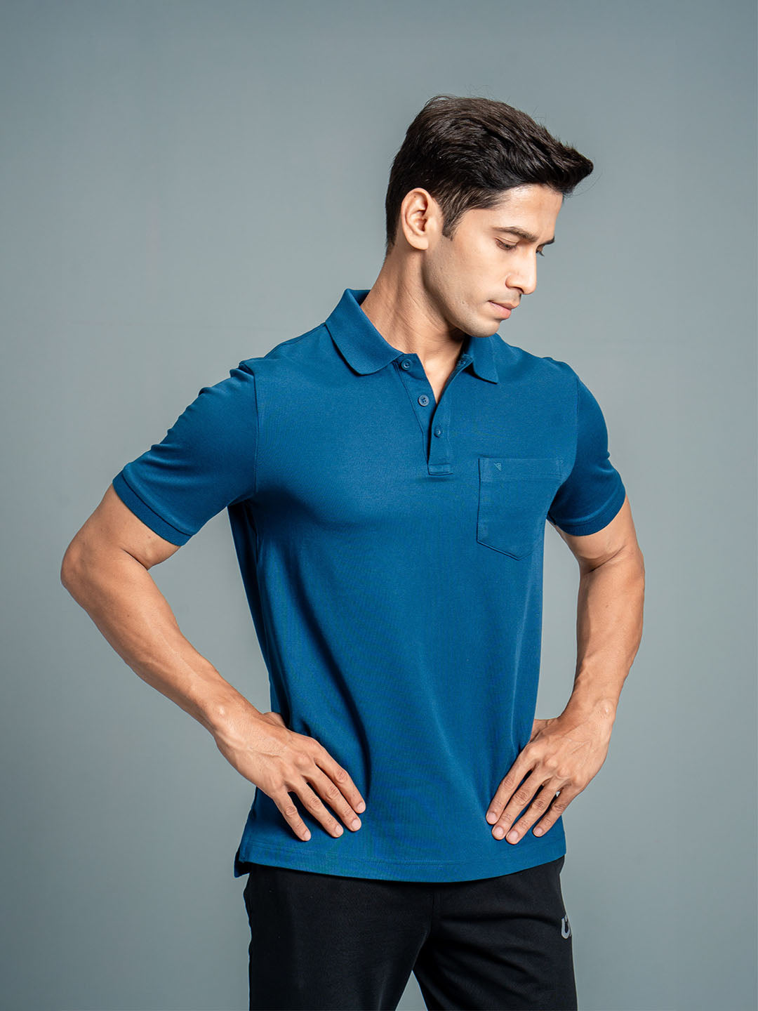 Men Cotton Rich Smart Fit Expert Polo T-Shirt Blue EPD17