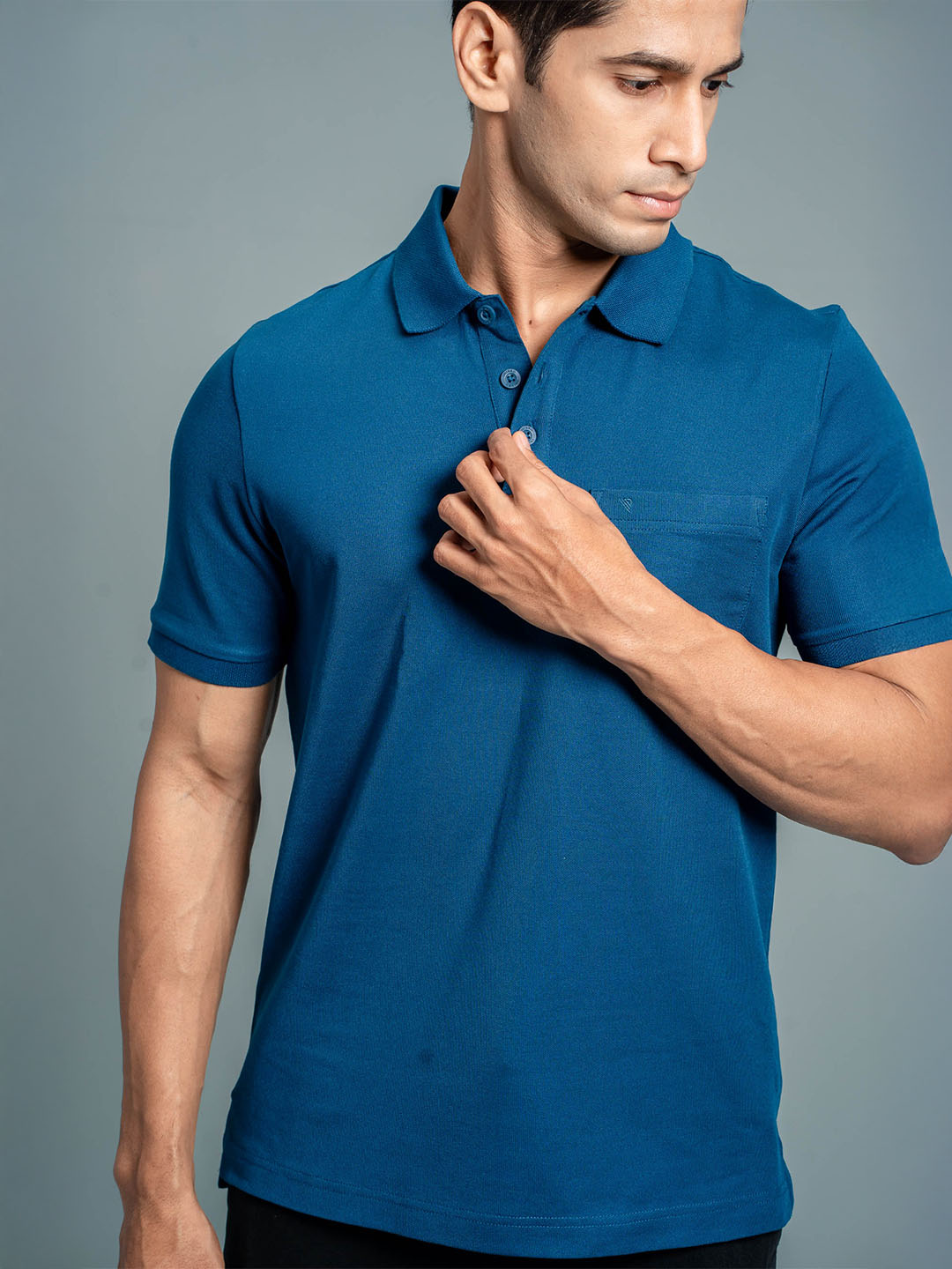 Men Cotton Rich Smart Fit Expert Polo T-Shirt Blue EPD17