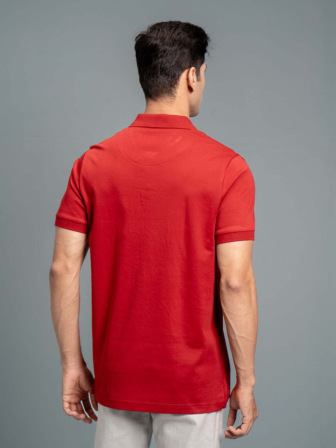 Men Extra Long Staple Cotton Smart Fit Apex Polo T-Shirt Red AX15