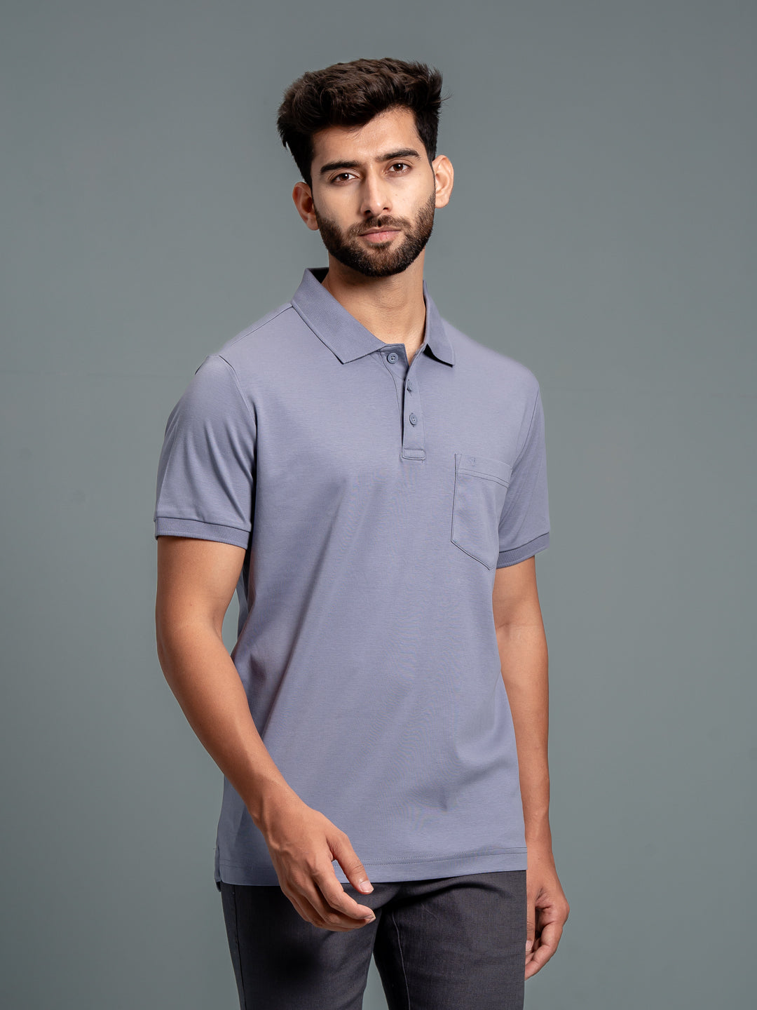 Men's Extra Long Staple Cotton Polo Amethyst Grey