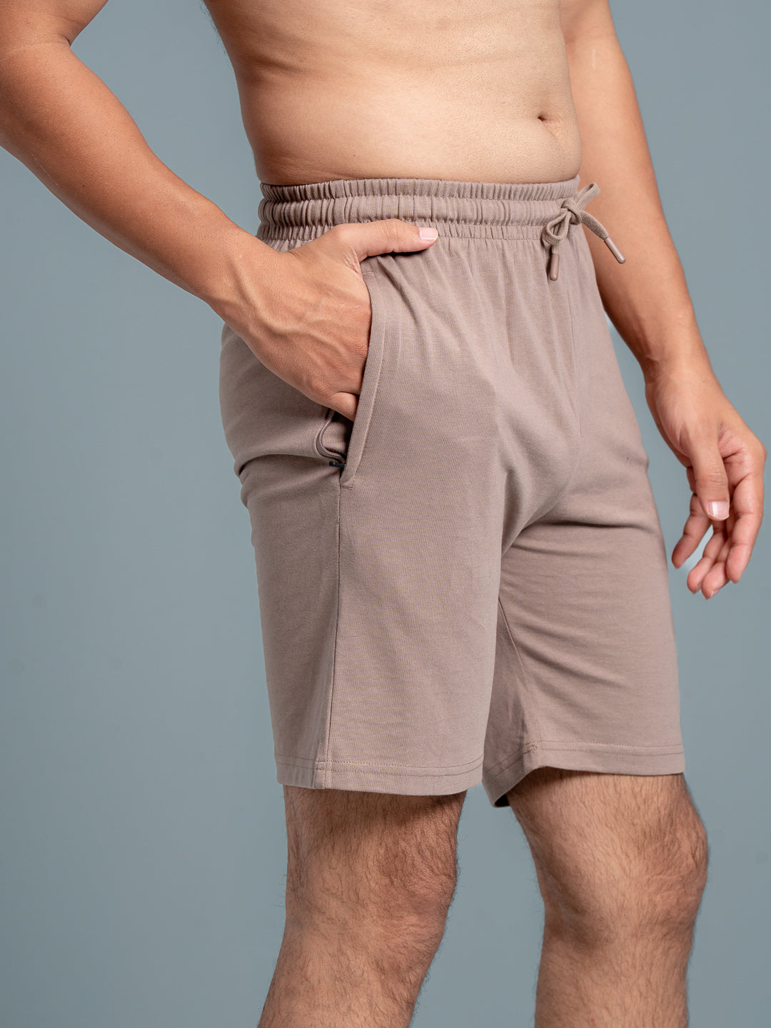 Men Combed Cotton Rich Expert Shorts Taupe Brown ES9