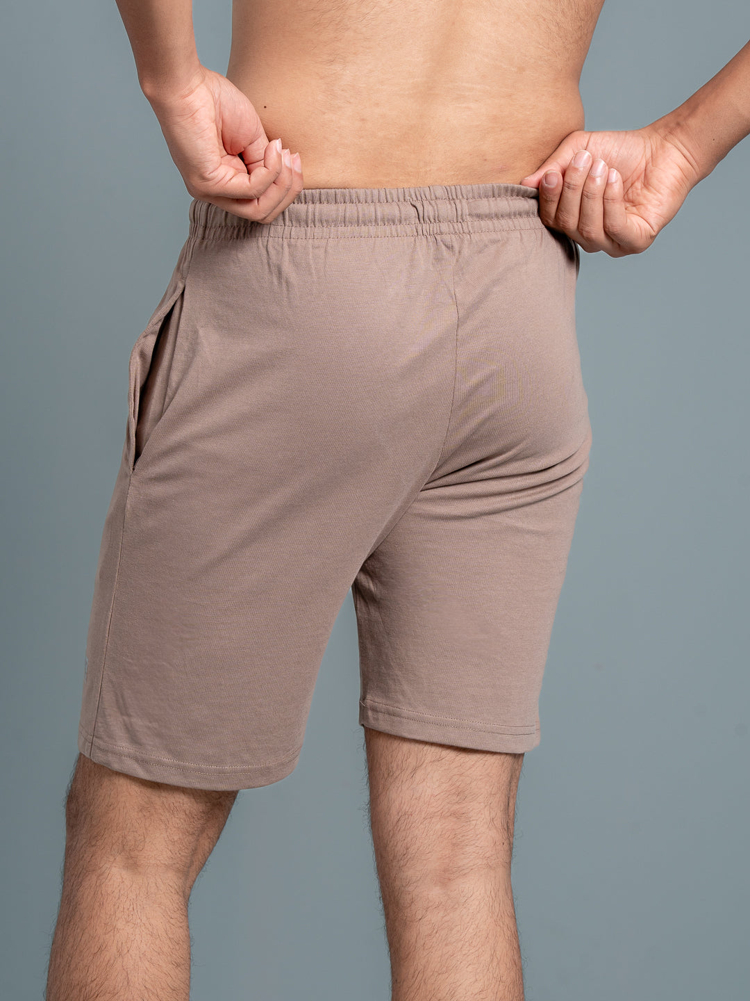 Men Combed Cotton Rich Expert Shorts Taupe Brown ES9