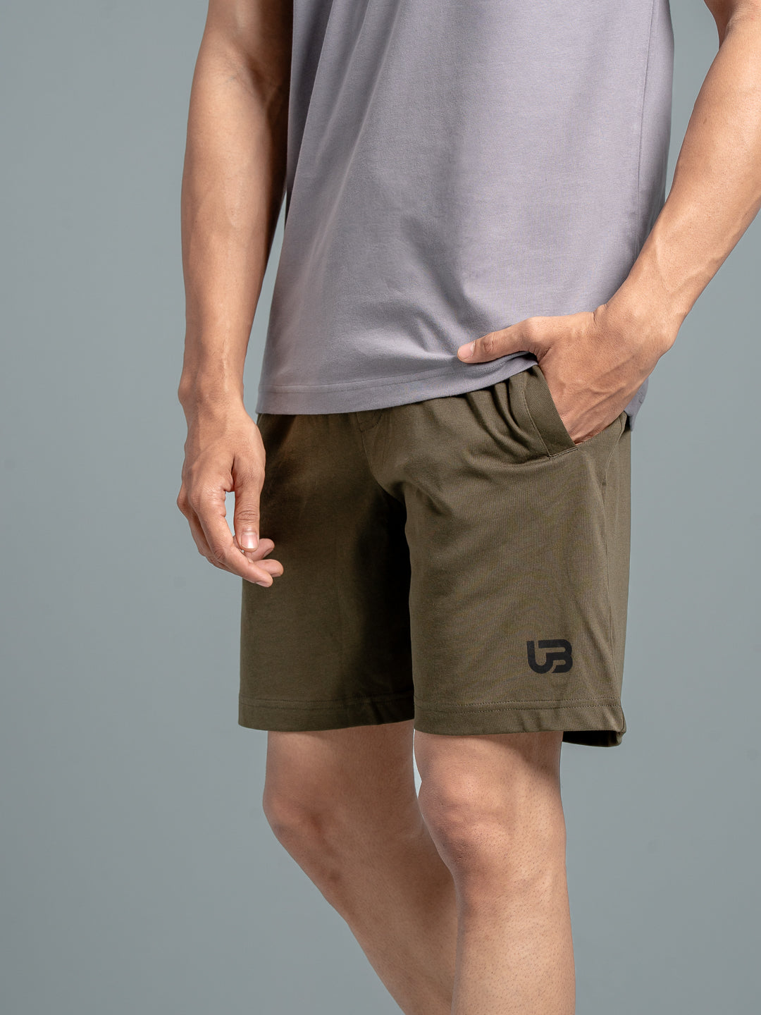 Men Combed Cotton Rich Agile Shorts Olive AGS7