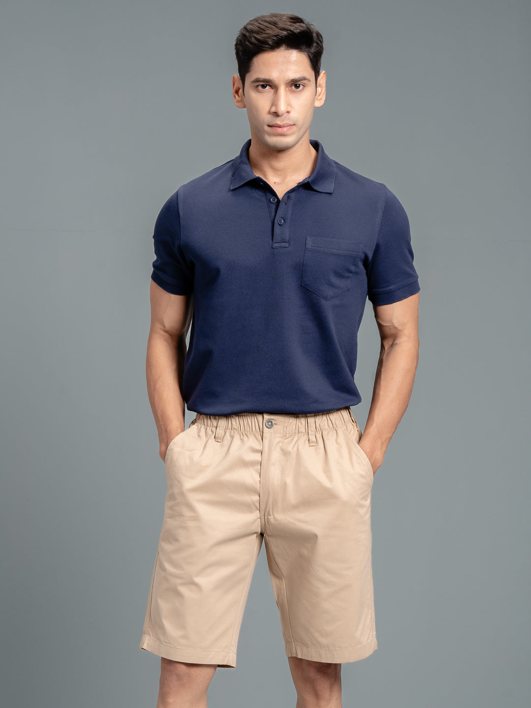 Men 100% Combed Cotton Golf Boxer Shorts Beige GS3