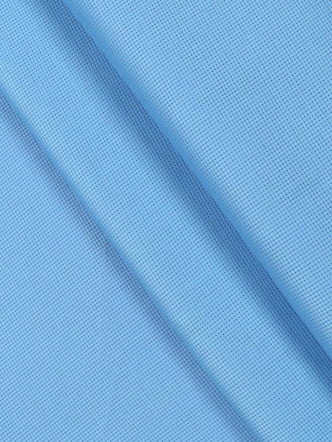 Cotton Rich Sky Blue Self design Shirting Fabric Hi-Tech