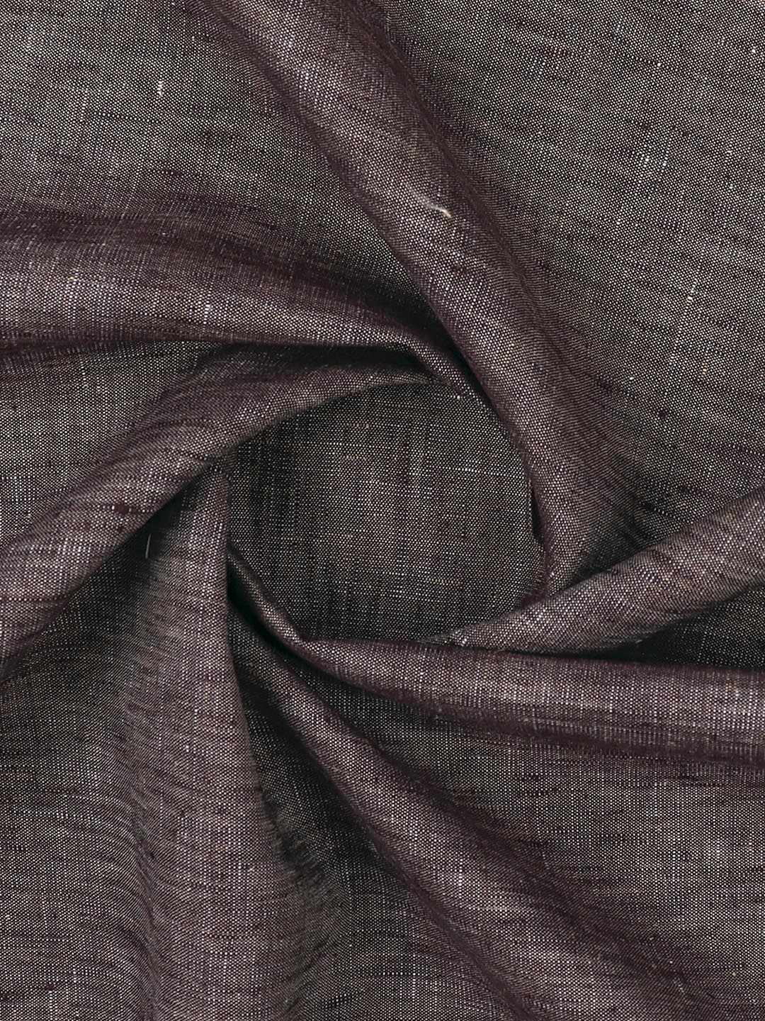 Linen Brooks Brown Suiting Self Design Fabric