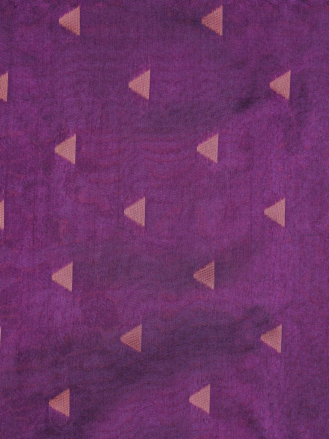 Semi Raw Silk Blue Colour Printed Saree with Contrast Purple Border SRS29