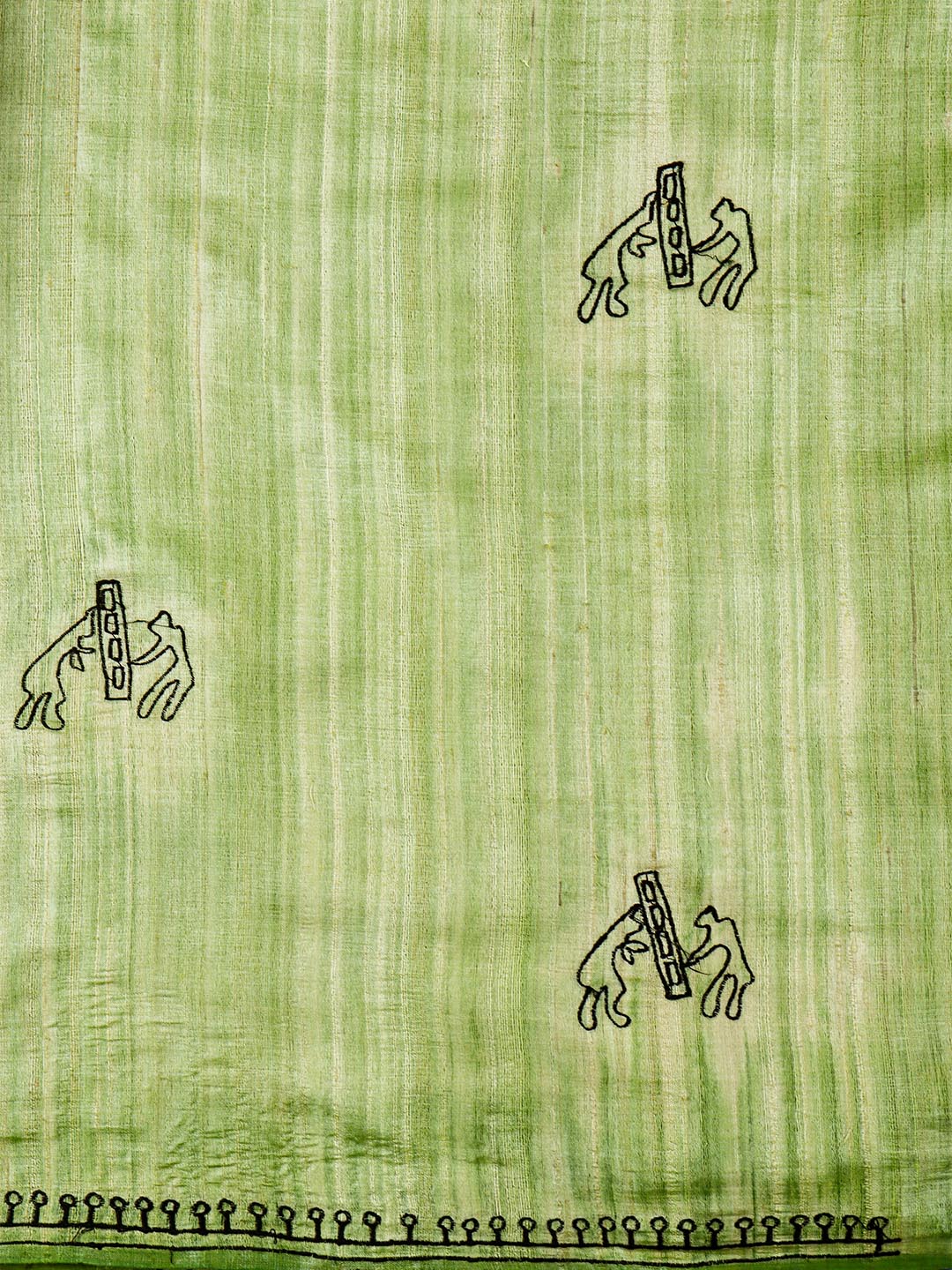 Women Elegant Sandal & Green Colour Pure Tussar Embroidery Saree PTP03