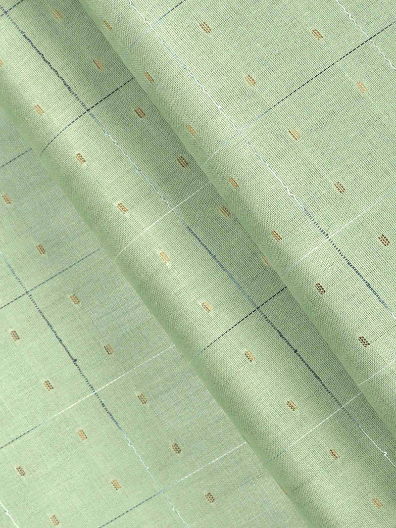 Cotton Green & Navy Checked Colour Shirt Fabric Infinity
