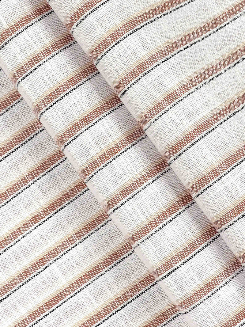 Cotton Colour Striped Brown & White Shirting Fabric High Style