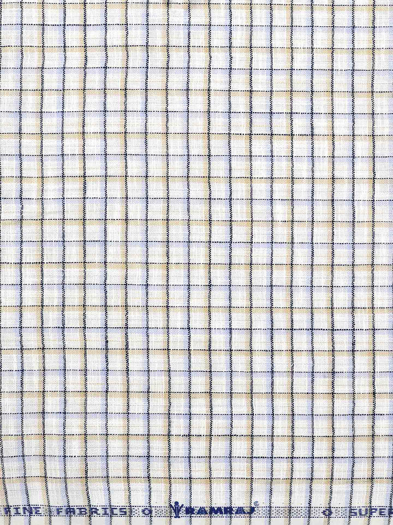 Cotton Colour Check Navy & White Shirting Fabric High Style