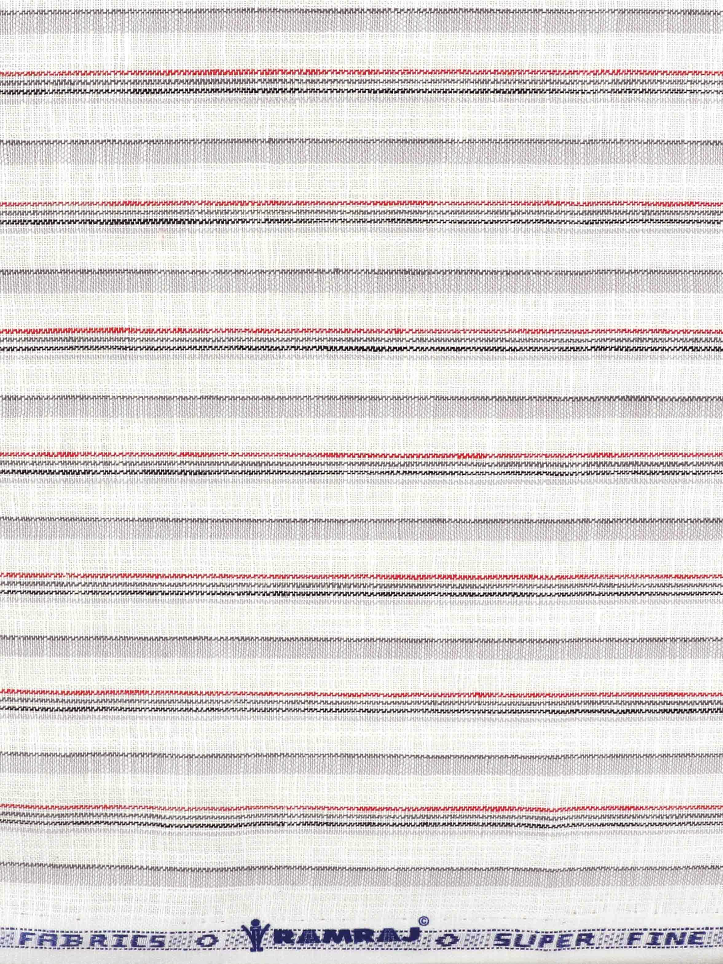 Cotton Colour Striped White & Grey Shirting Fabric High Style-Zoom view