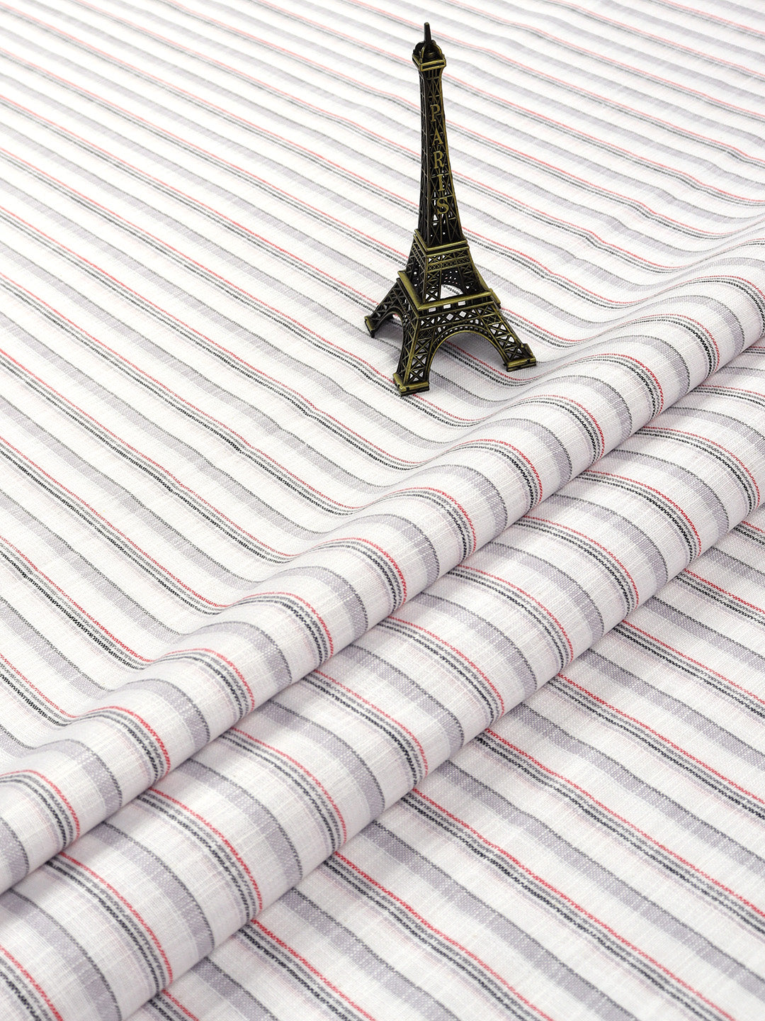 Cotton Colour Striped White & Grey Shirting Fabric High Style-Close view