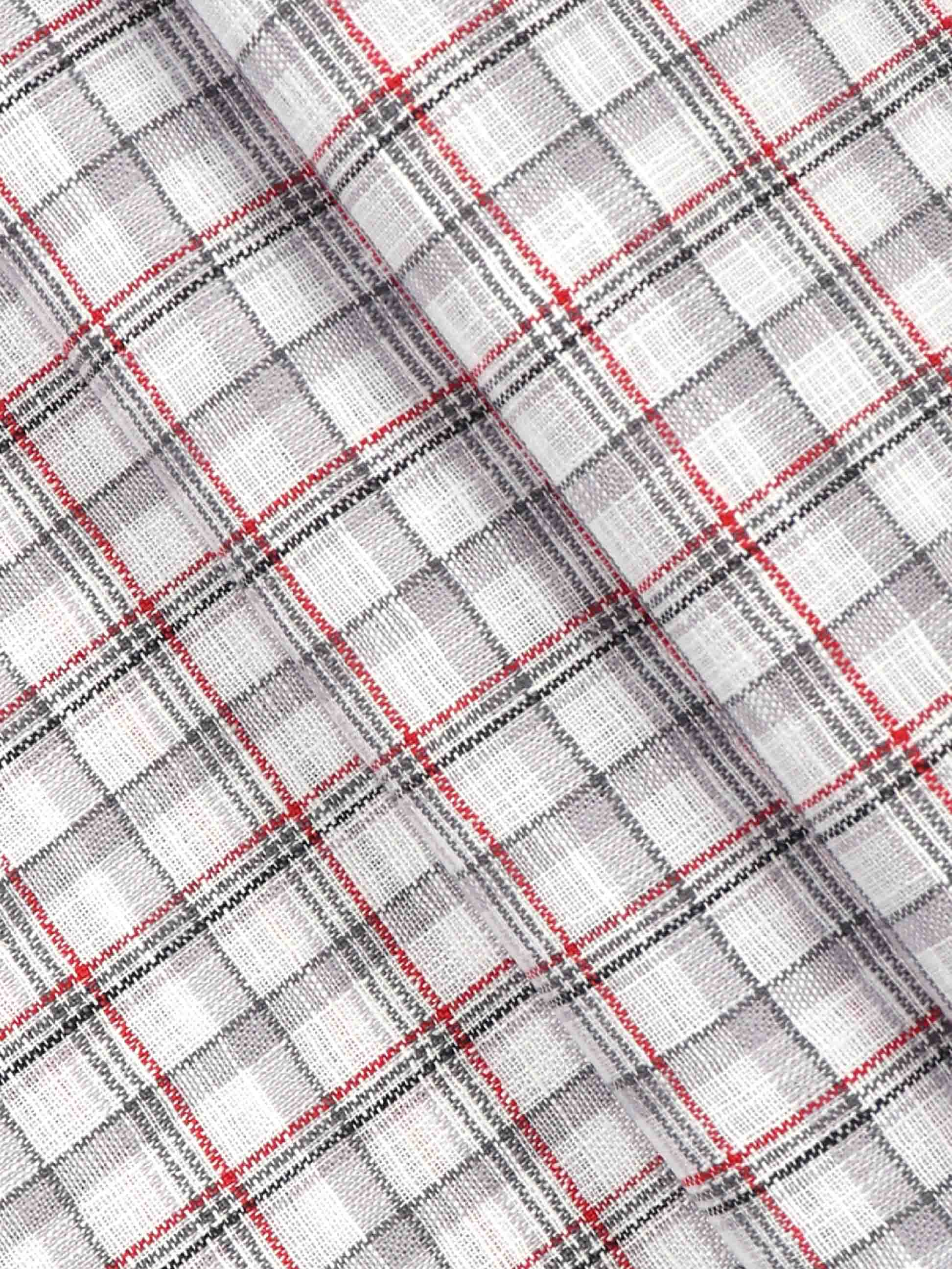 Cotton Colour Check Grey & Off White Shirting Fabric High Style