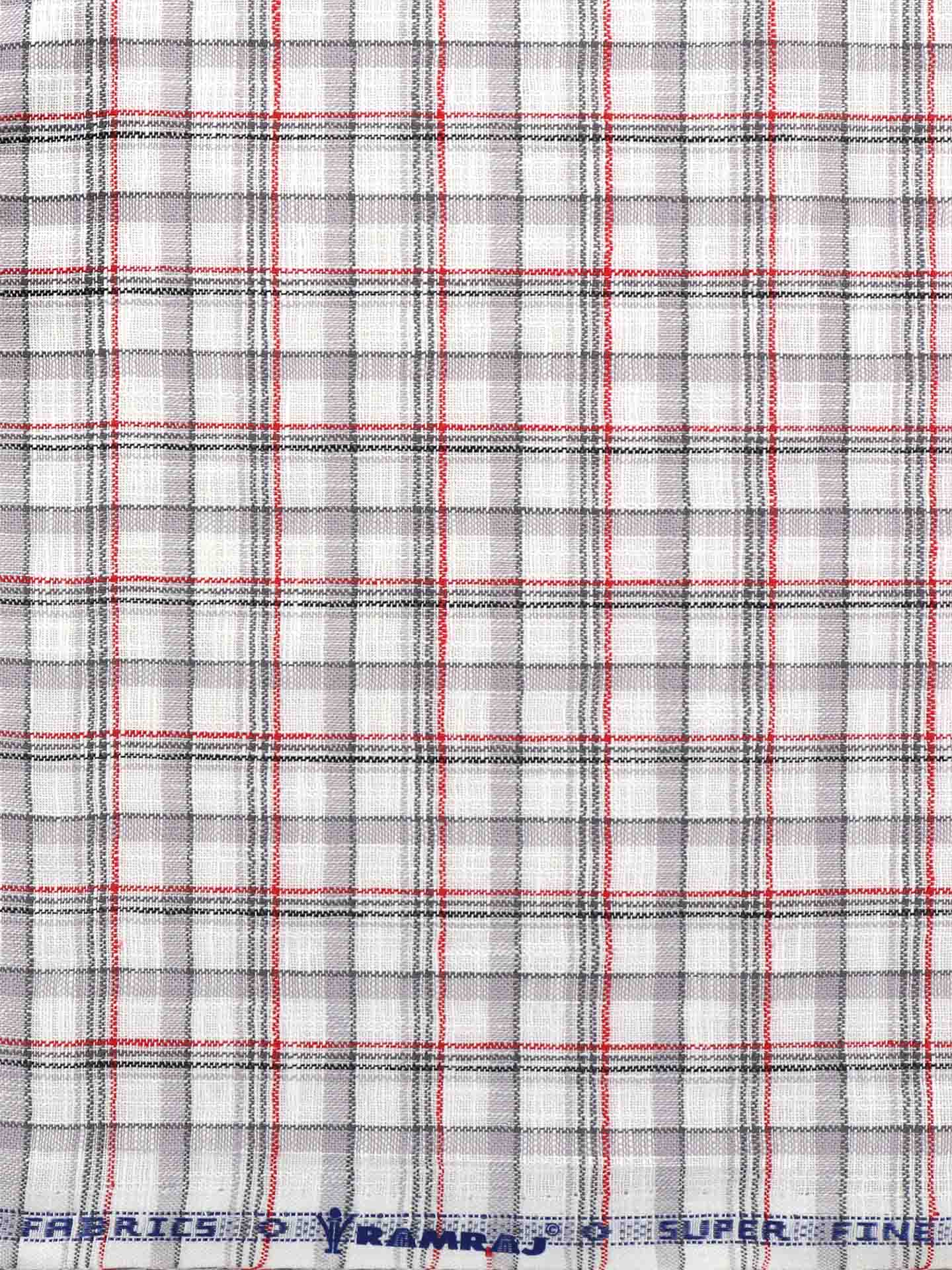 Cotton Colour Check Grey & Off White Shirting Fabric High Style-Zoom view