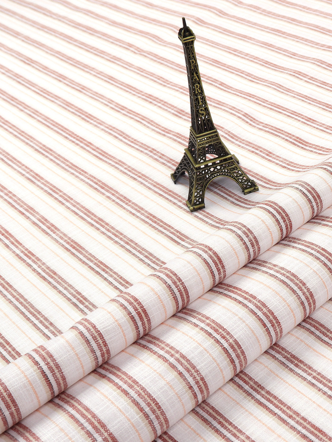 Cotton Colour Striped White & Maroon Shirting Fabric High Style-Close view
