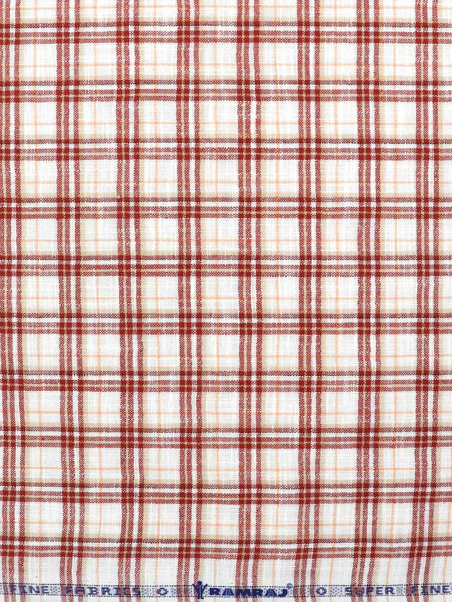 Cotton Colour Check Maroon & Sandal Shirting Fabric High Style-Zoomview