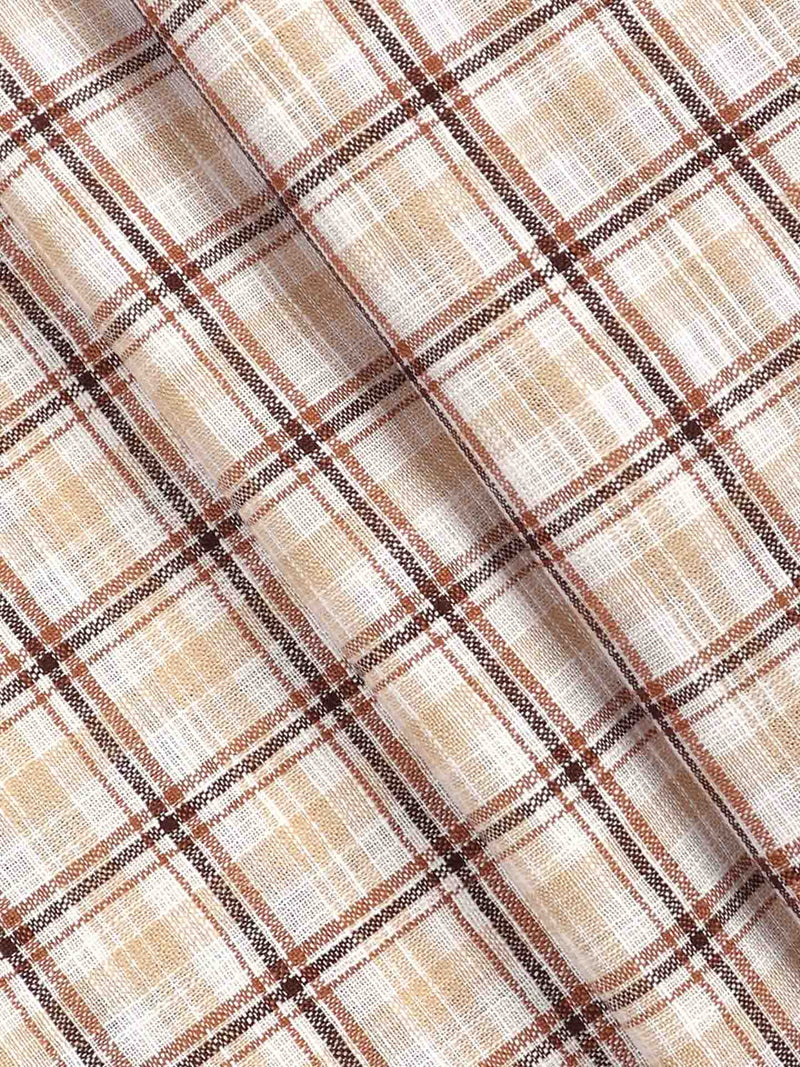 Cotton Colour Check Brown & Sandal Shirting Fabric High Style