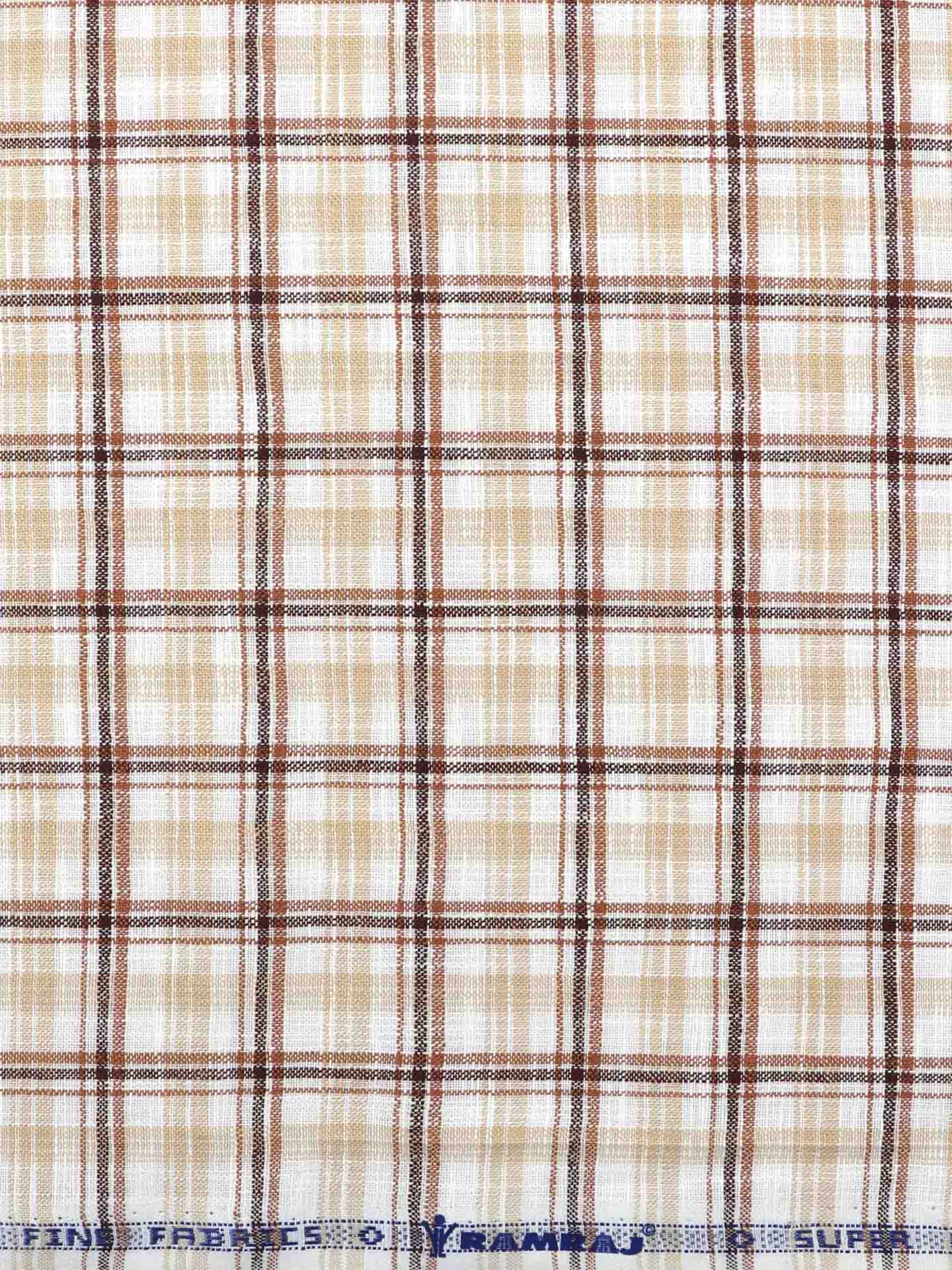 Cotton Colour Check Brown & Sandal Shirting Fabric High Style-Zoomv iew