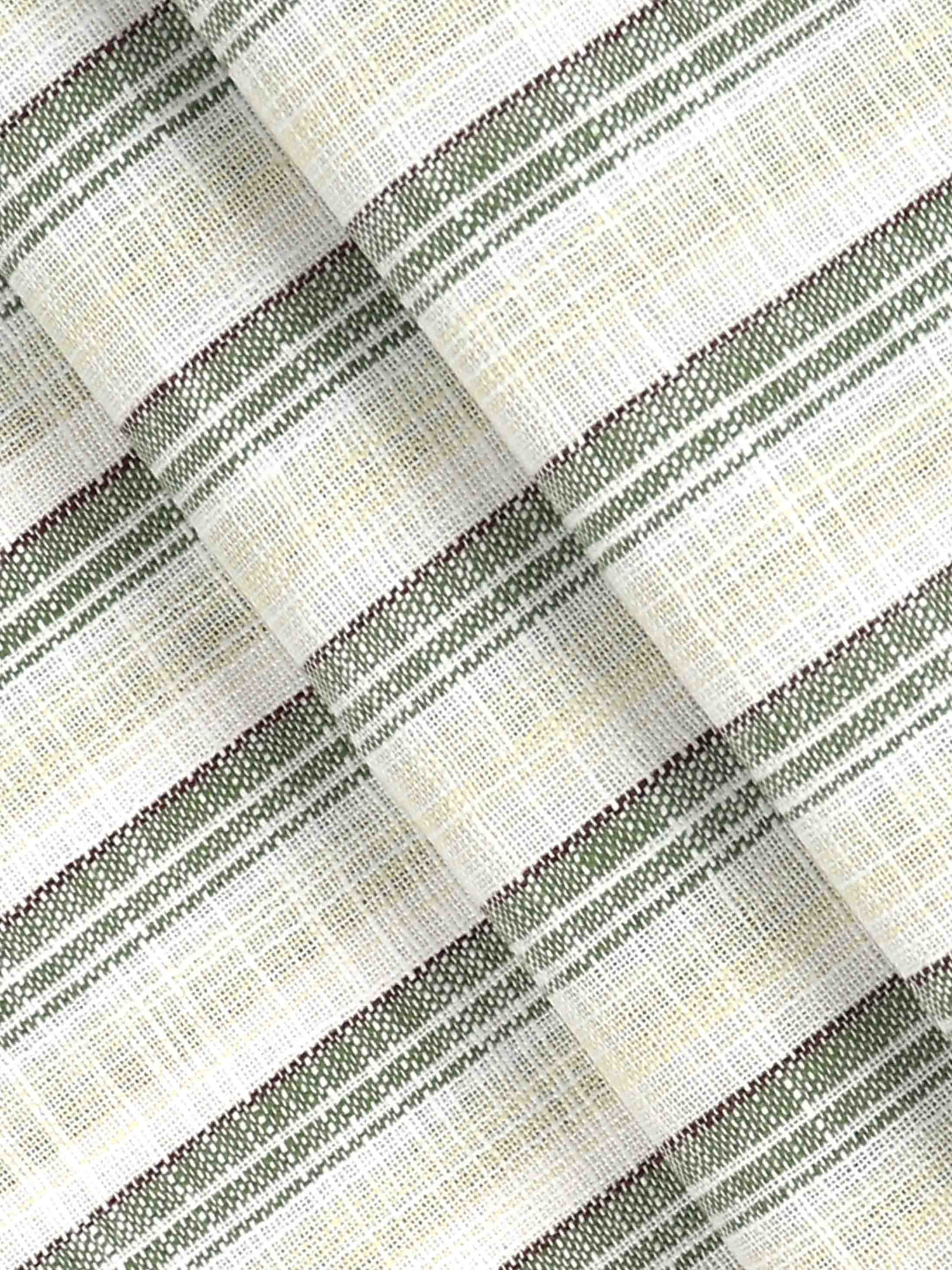 Cotton Colour Striped White & Green Shirting Fabric High Style-Pattern view
