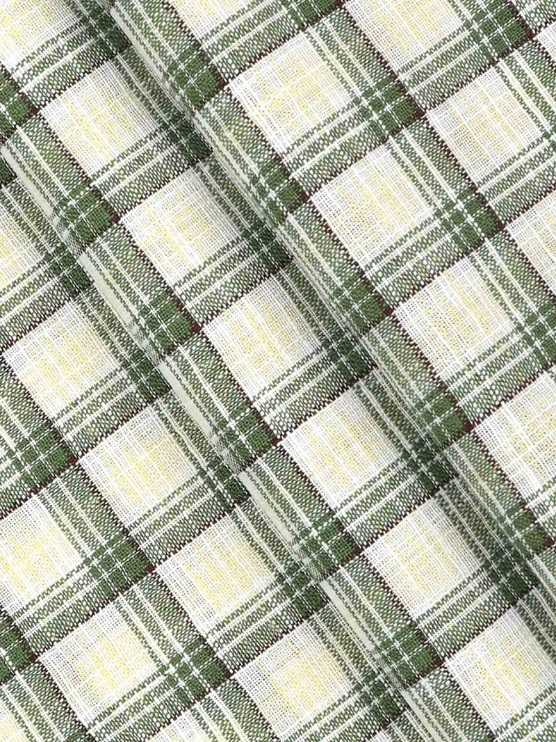 Cotton Colour Check Green & Yellow Shirting Fabric High Style