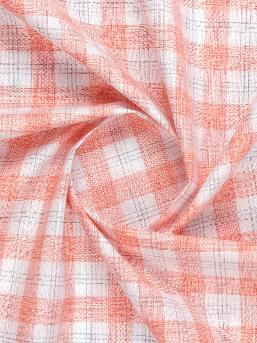 Mens Cotton Rich Checked Shirt Fabric Orange High Style