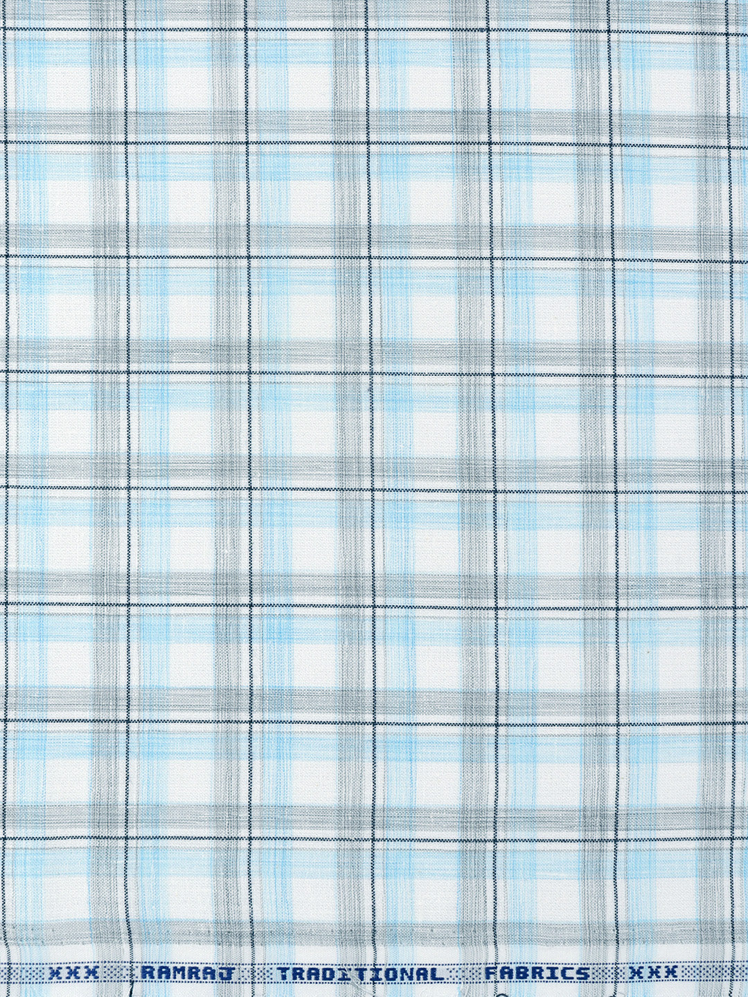 Mens Cotton Rich Checked Shirt Fabric Blue with Grey High Style