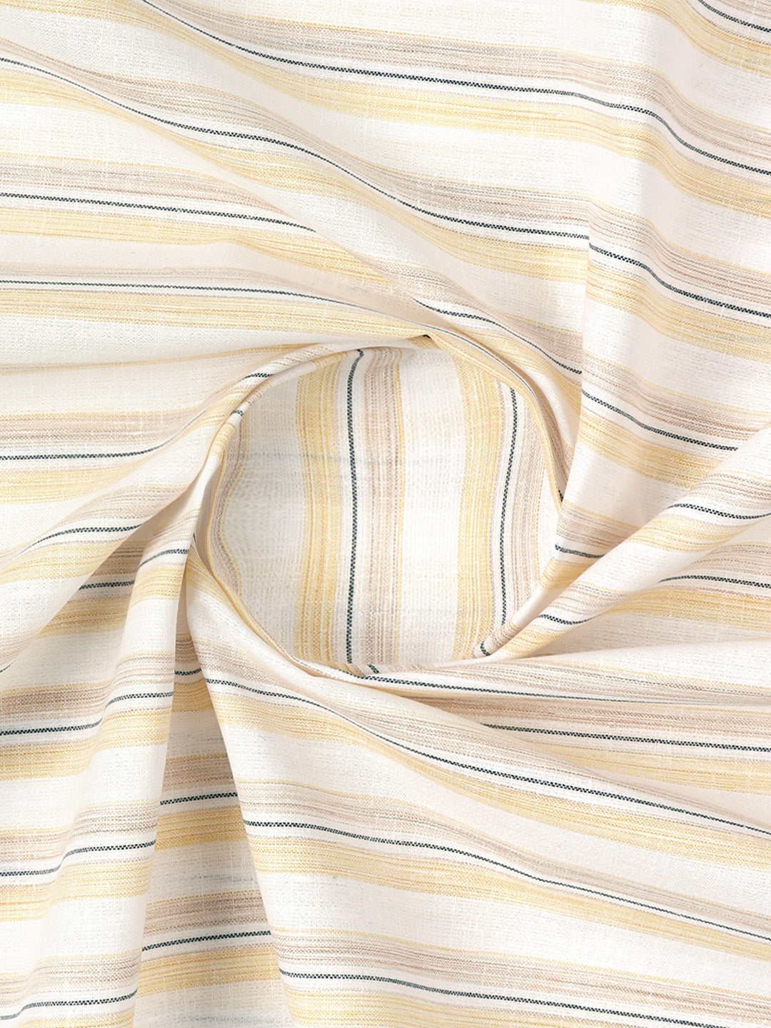 Mens Cotton Rich White with Yellow Striped Shirt Fabric High Style