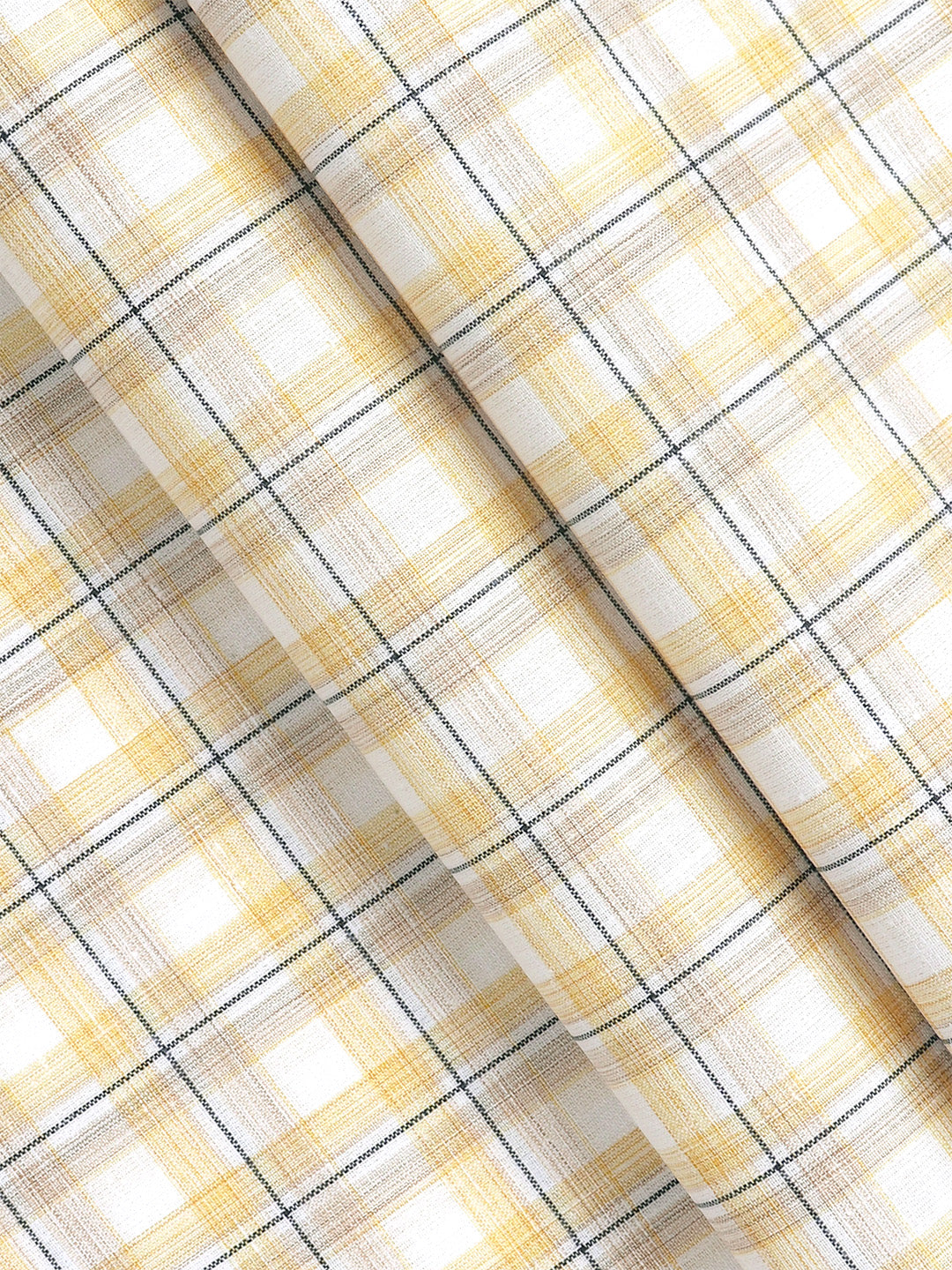 Men Cotton Rich Checked Yellow Shirt Fabric High Style