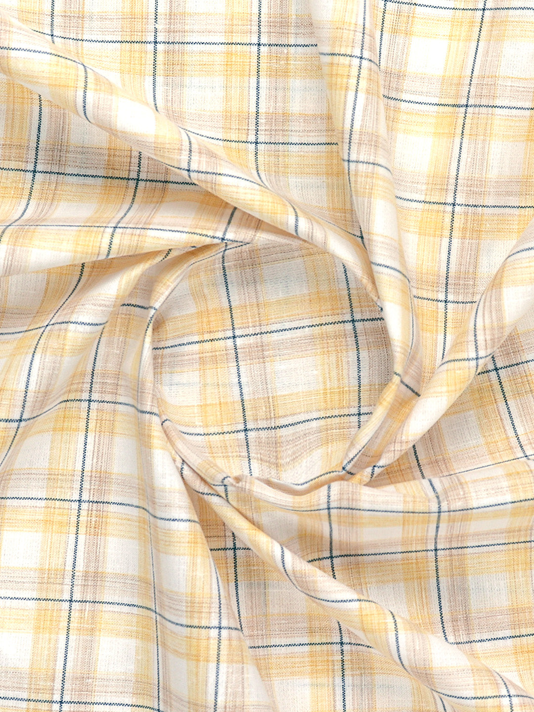 Men Cotton Rich Checked Yellow Shirt Fabric High Style