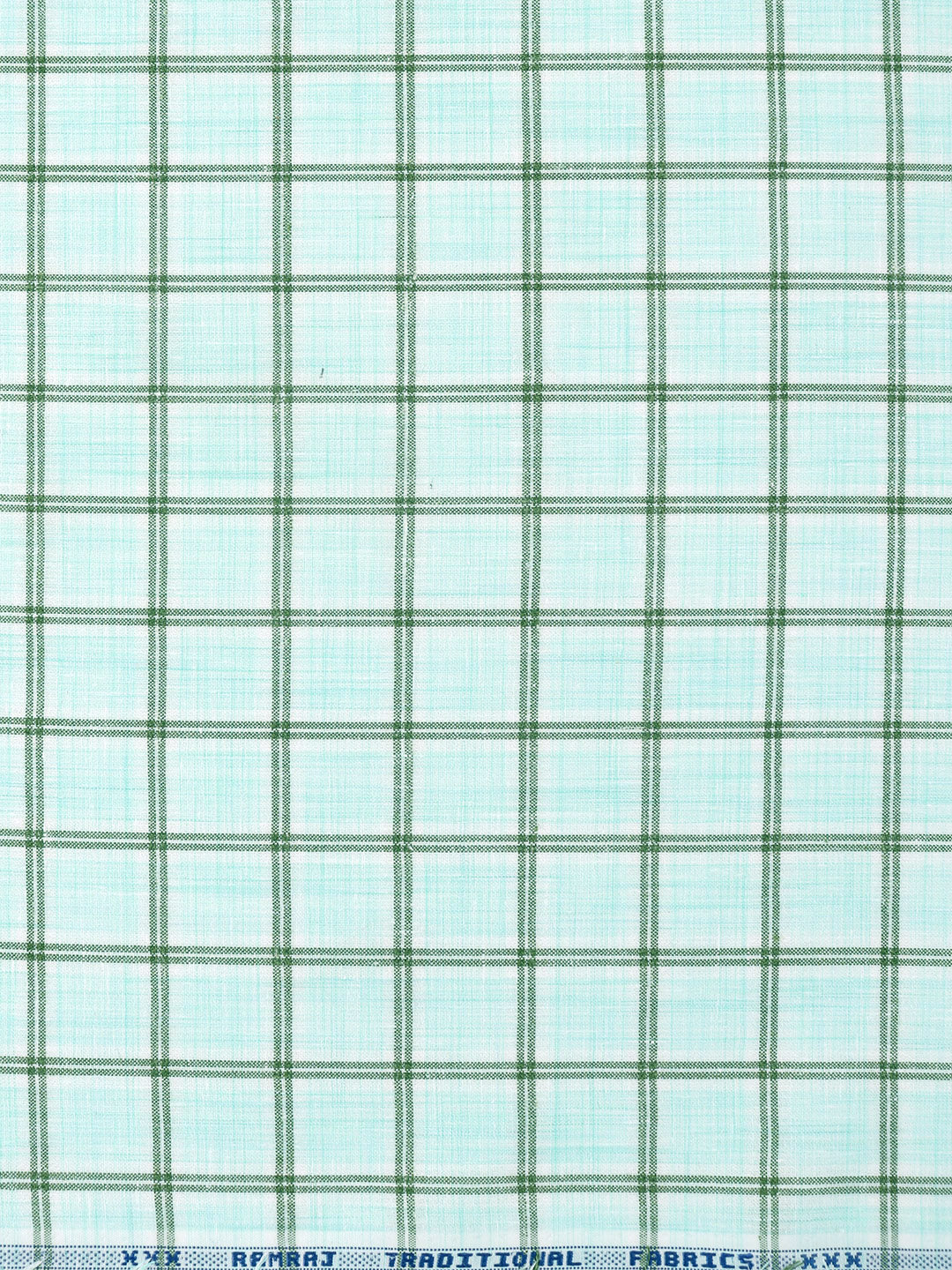 Mens Cotton Rich Checked Shirt Fabric Green with White High Style