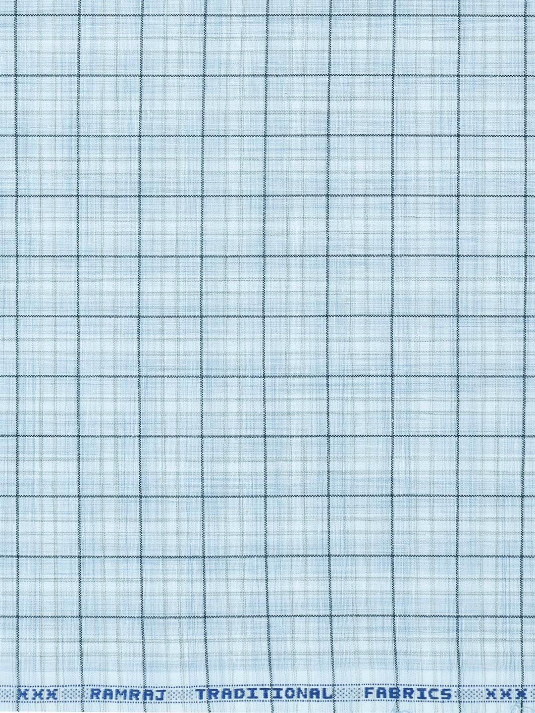 Mens Cotton Rich Checked Shirt Fabric Blue High Style