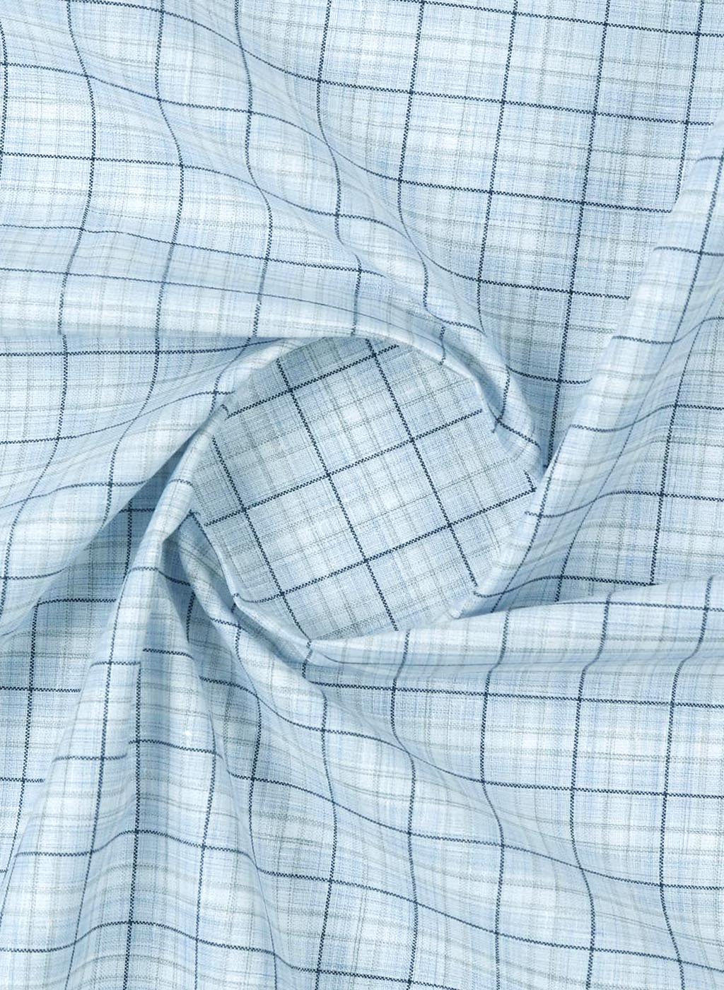 Mens Cotton Rich Checked Shirt Fabric Blue High Style