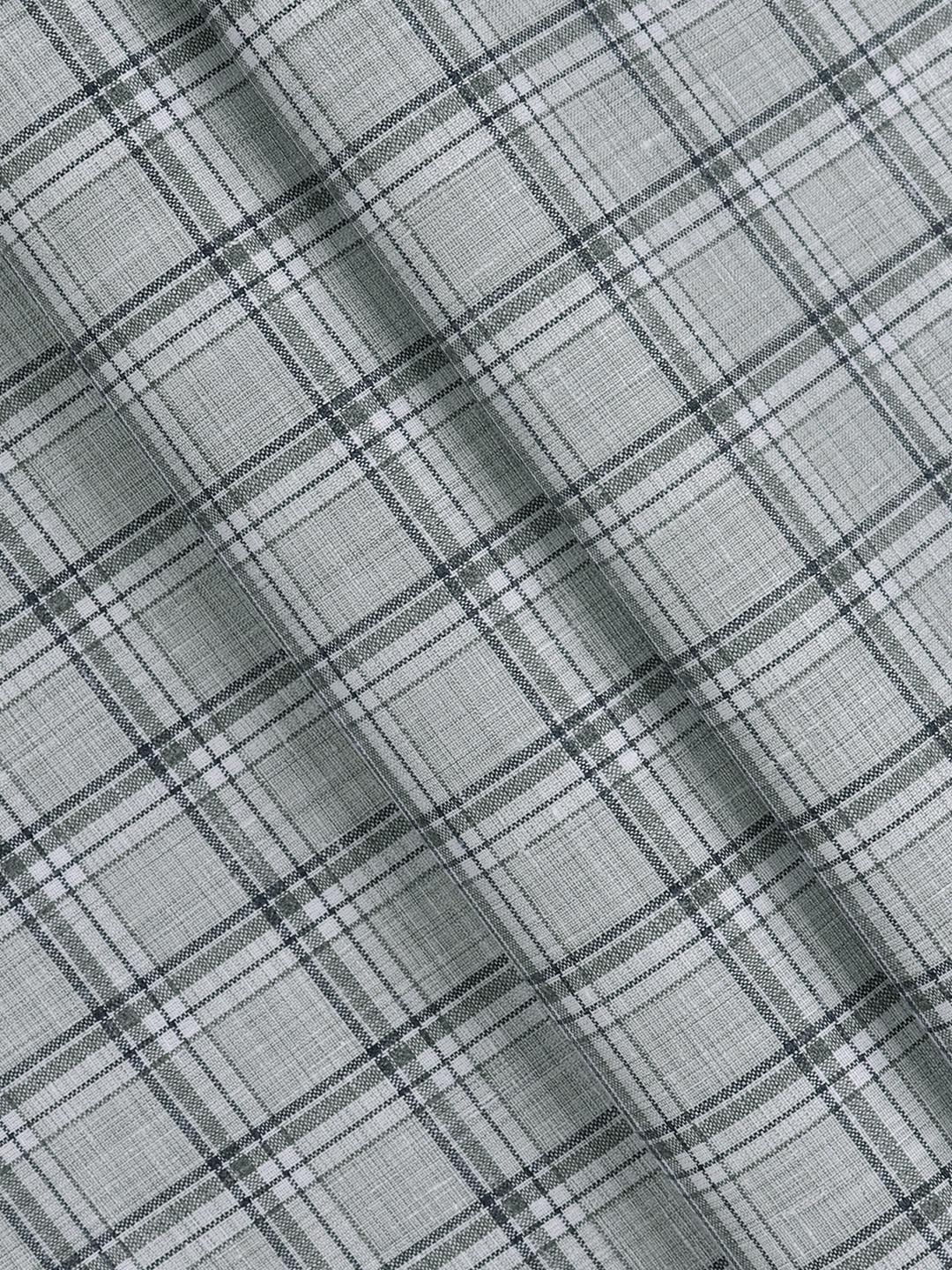 Mens Cotton Rich Checked Shirt Fabric Grey High Style