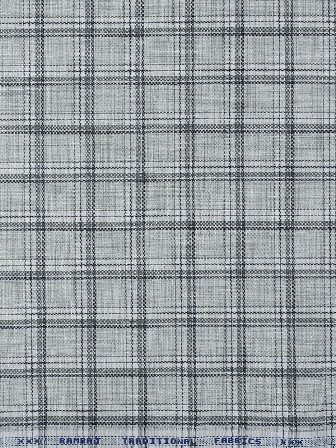 Mens Cotton Rich Checked Shirt Fabric Grey High Style