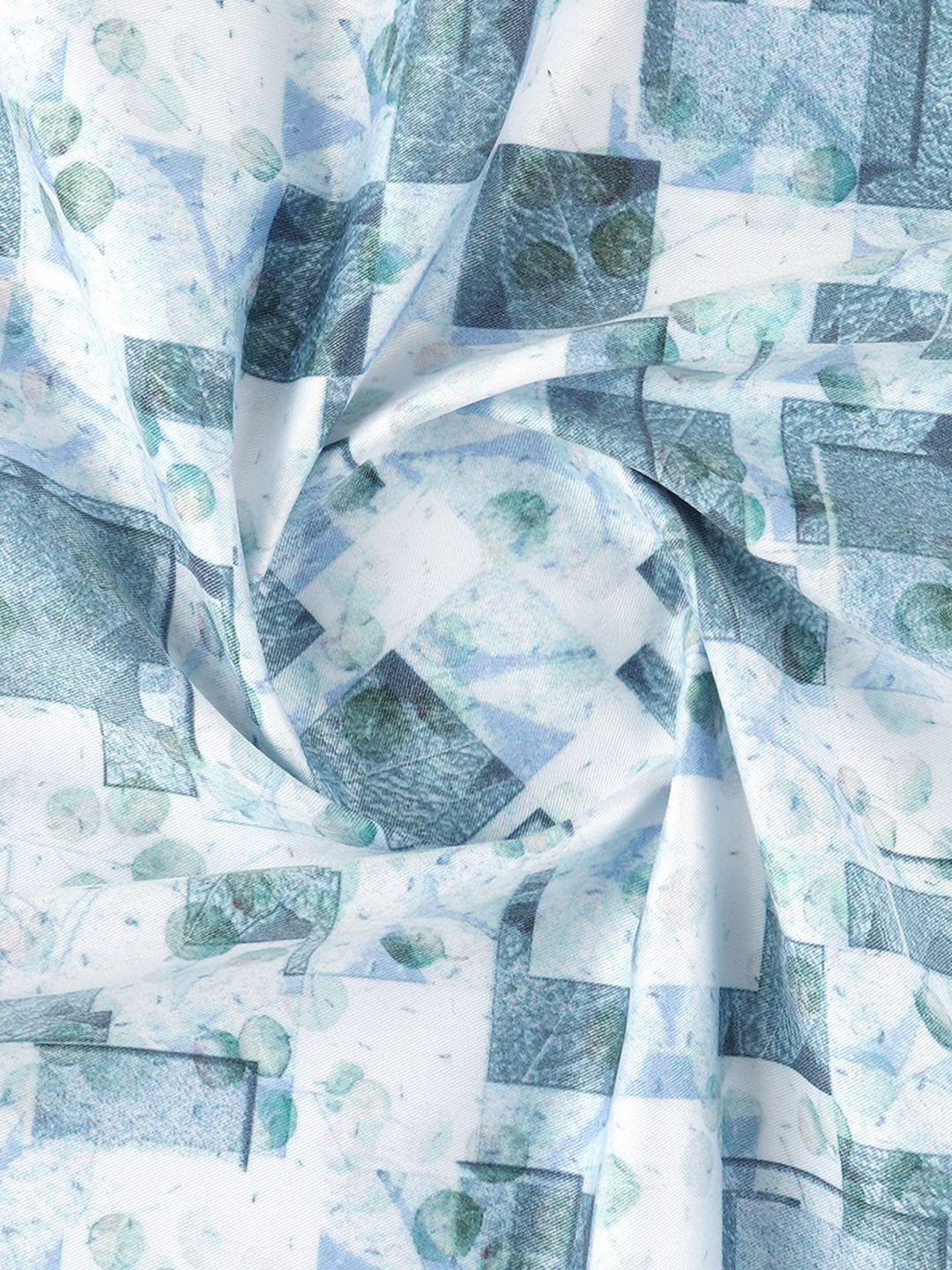 Men Cotton Blend White with Green Printed Shirt Fabric Enjoy