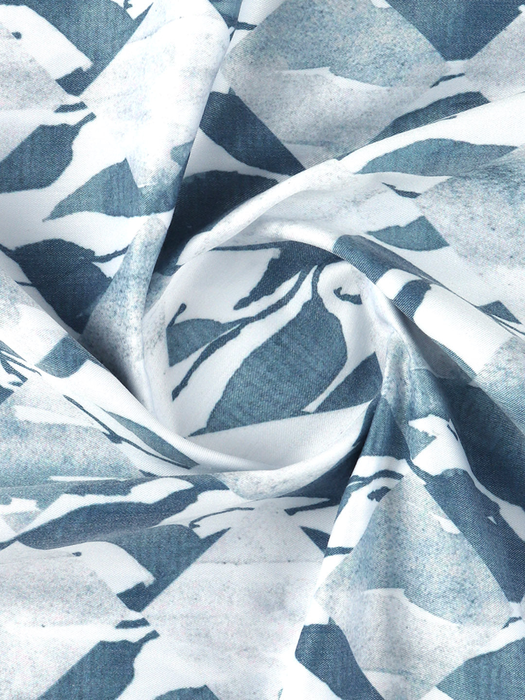 Men Cotton Blend White with Grey Printed Shirt Fabric Enjoy