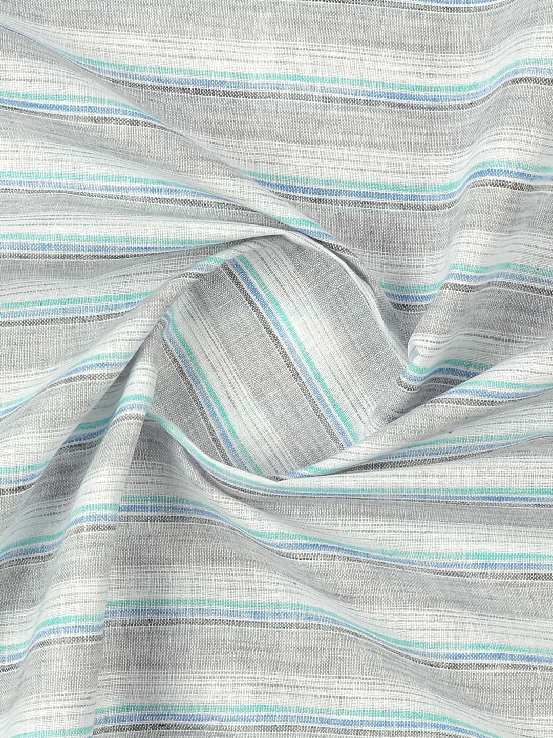 Mens Cotton Rich Striped Grey with White Shirt Fabric High Style