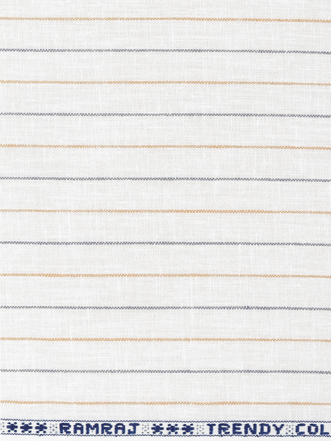 Men’s Cotton Rich Striped Shirt Fabric White with Brown Galaxy Art