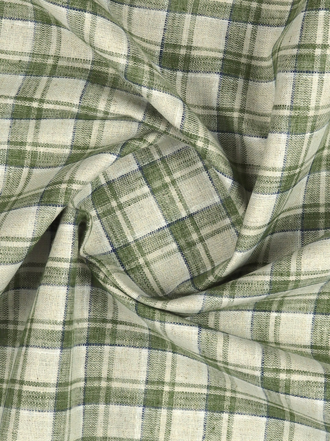 Men Cotton Rich Checked Shirt Fabric Green HI-Tech