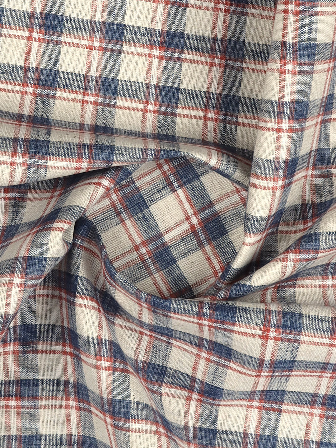 Men Cotton Rich Checked Shirt Fabric Blue HI-Tech