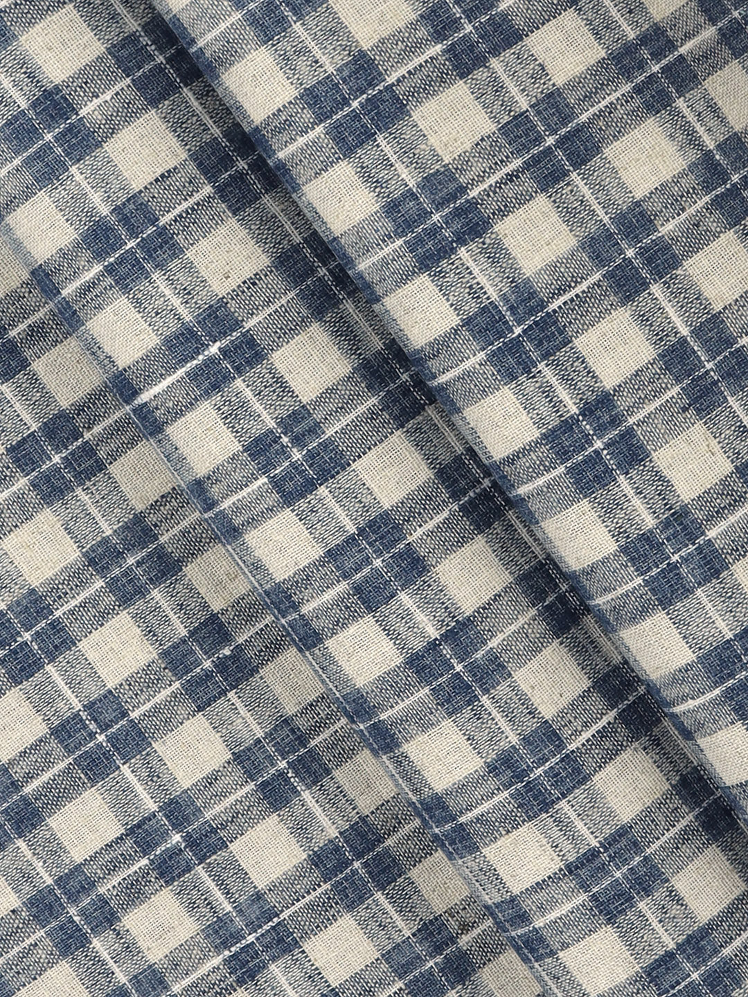 Men Cotton Rich Checked Shirt Fabric Blue HI-Tech