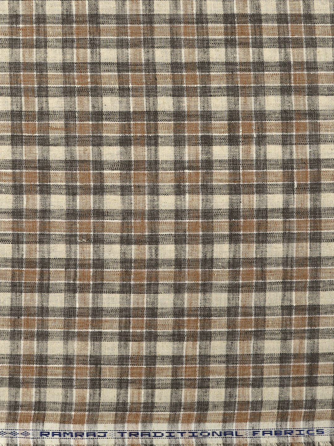 Men Cotton Rich Checked Shirt Fabric Brown HI-Tech